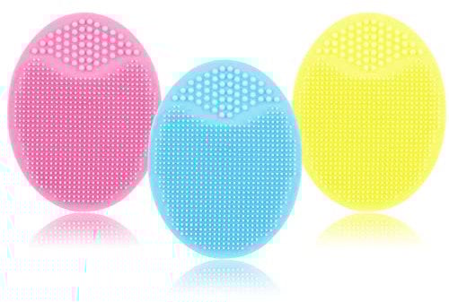 Silicone Face Scrubbers Exfoliator Brush-Facial Cleansing Brush Pad Value 3 6 9 Pack, Scrub Scrubby Pore Blackhead Removing Exfoliating-Unique Women (Mixed Color, 3 Count (Pack of 1))