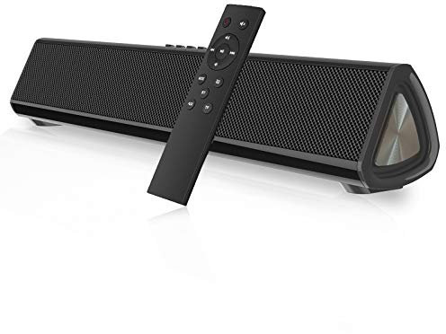 Soundbar portatile per TV/PC, 105dB Bluetooth 5.0 Wireless & Wired Soundbar con batteria 2200 mAh, 3D Surround Sound Home Theater Subwoofer incorporato con telecomando per proiettori/telefoni/tablet