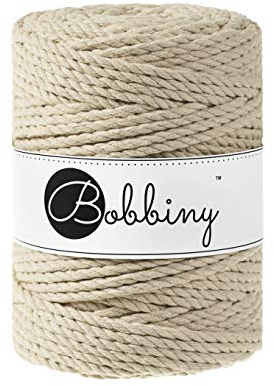 Bobbiny Makramee-Schnur, XXL, 5 mm, 3-lagig, Beige, 100 m