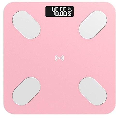 Professional Body Fat Scale Floor Science Intelligent Electronic Digital Weight Scale Bluetooth Application Bathroom Scale durable (Color : White) (Rose Gold)