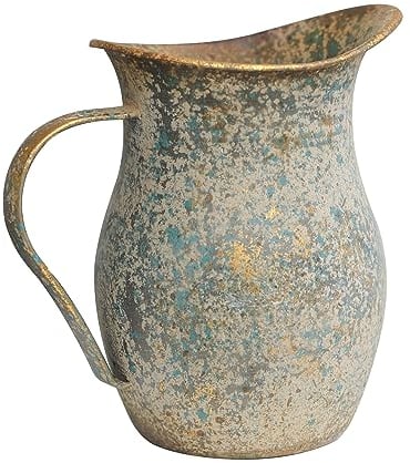 BIG FORTUNE Vintage Metall Blumenvase Milchkännchen Kleine Vasen für Blumen Rustikale Vase Dekorativer Krug Metall Rustikale Vase Küche Blumenvase