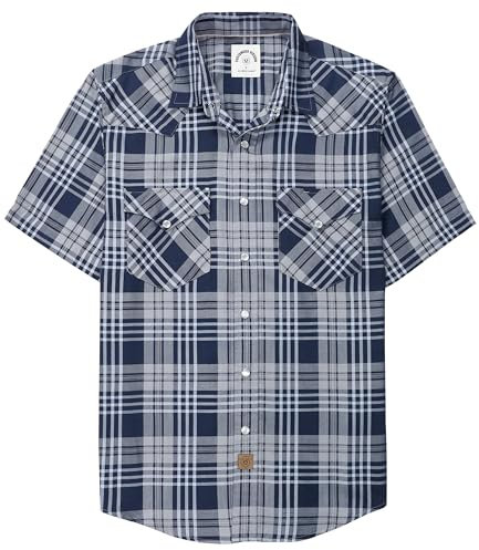 Dubinik® Fibre De Bambou Chemise Homme Manches Courtes Casual Fermeture à Pression Cowboy Vintage Western Chemisette Homme