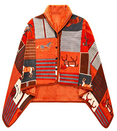 CLEMMO Poncho,Umhang Strickjacken,Elegant Kariert Cape,Winter Decke Cape Schals,Weicher,Warmer,Ideal zum Aufwärmen der Schultern und des Rückens im Winter