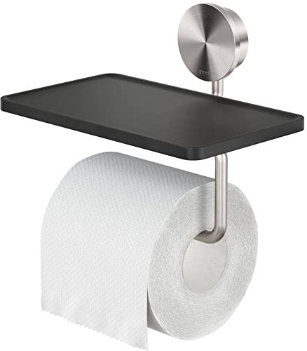 Geesa Opal Toilettenpapierhalter mit Ablage 18,5x12,9x14,3 cm Gebürsteter Edelstahl