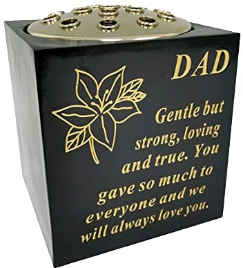 OnlineStreet Black Grave Vase Container Pot With Lid - Tight Removable Lid, Small holes on the Top of Vase - Grave Vase Container For Flower