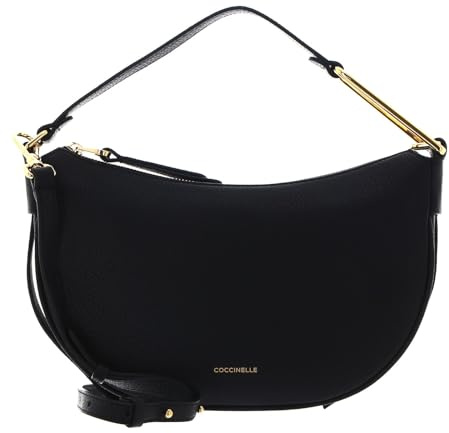 Coccinelle Leder Umhängetasche Schultertasche Priscilla Handbag Grained Leather Noir schwarz