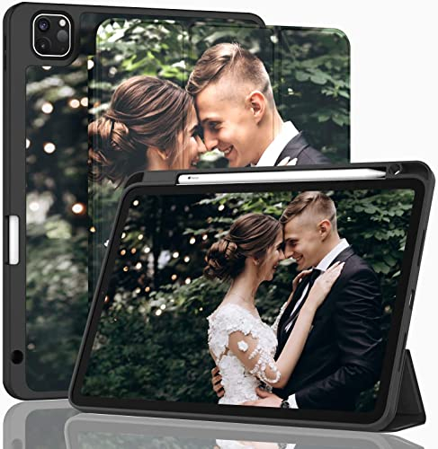 Sunrive Personalizzate Pelle Cover compatibile con iPad Pro 11 2022/2021/ 2020 (4/3/ 2 Generation),progettata con supporto ripiegabile,personalizzabile tablet case con Foto Testi Logo e Grafiche