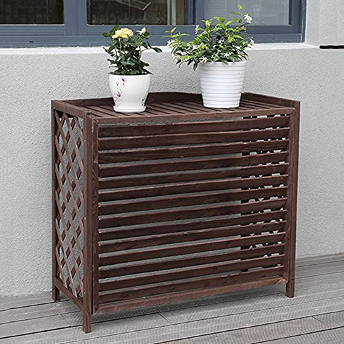 Klimaanlagenabdeckung, Holz-Blumenständer, Außenklimaanlagenabdeckungen, Holz-Klimaanlagenmuschel-Jalousien, Sichtschutzzaun, für Garten, Terrasse, Balkon, Deko