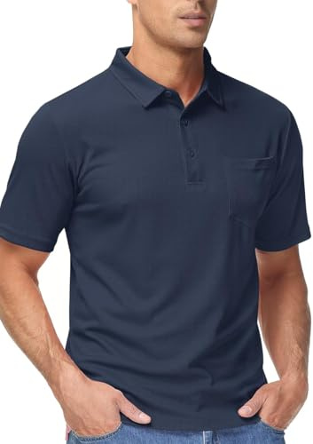 TACVASEN Poloshirts Herren Kurzarm Polo Atmungsaktiv Sommershirts Leicht Tshirts Schnelltrocknend T-Shirt mit Knopfleiste (XXL, Navy)