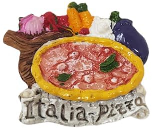 KUSTOM ART Italienischer 3D-Kühlschrankmagnet aus Harz, Pizza, Souvenir, Geschenk für Zuhause, Küche, Sammlerstück, 8 x 7 cm