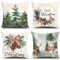 GYISANA 4er Set Dekorativ Kissenbezug Baumwolle Leinen Kissenhülle Dekokissen Sofakissen für Couch, Auto, Schlafzimmer 45x45 cm (Kiefernzapfen Weihnachten)