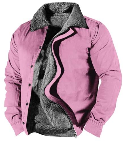 Vasreyy lederpflege Jacke Softshell Herren Winter Parka Hoodie Fleecepulli Diesel Übergangsjacke Herbst Rab(Pink, 3XL