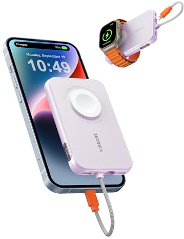 VEGER Batterie Externe 5000mAh, Mini Power Bank 20W PD Charge Rapide avec 3 Sorties et 2 Entrées Chargeur Portable avec Affichage Numérique LED pour iPhone/iPad/Apple Watch/Android