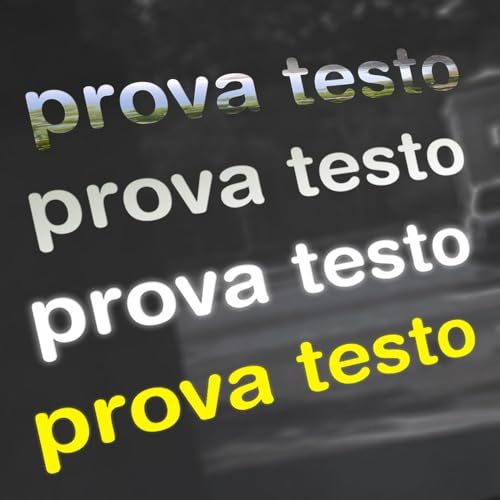 Scritta adesiva personalizzata fluorescente, cromata, bianco rifrangente, satinata - nome o testo adesivi per vetri auto moto biciclette tazze borracce barattoli modellismo pareti lisce