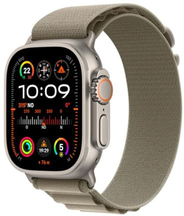 Apple Watch Ultra 2 [GPS + Cellular 49 mm] Boîtier en Titane avec Boucle Alpine Olive - S (Reconditionné)