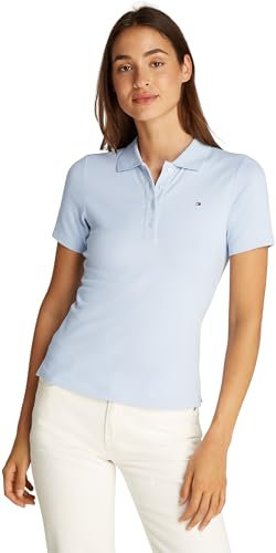 Tommy Hilfiger 1985 Slim Pique Polo SS Ww0Ww43225, Polo a Maniche Corte, Donna, Blu (Breezy Blue), XS