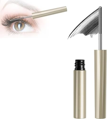 Innovative Metallbürste Langanhaltende Wimperntusche, Eisenstab-Mascara, Borstenlose Metall-Mascara Wimpernzange, Langanhaltende wasserfeste, wischfeste Mascara (Schwarz)