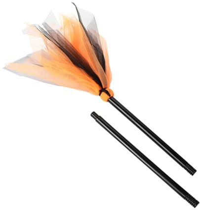 Nereds Halloween Witch Brooms Realistic Wizard Flying Broom Witch Flying Broom Prop for Halloween Costume Decoration (Orange)