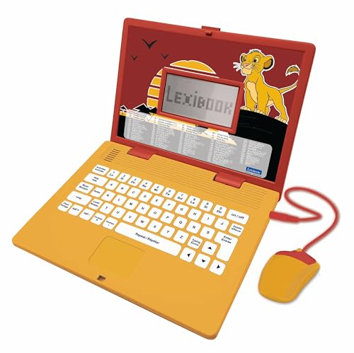 Lexibook, Disney Il Re Leone, Computer educativo bilingue Francese/Inglese, Giocattolo per Bambini con 124 attività di Lingua, Scrittura, Matematica, logica, Musica e Giochi, Giallo/Rosso, JC598ANi1