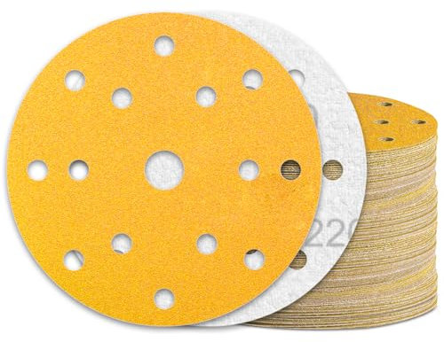 KONGMING 60 Stück Schleifpapier 150mm Klett Körnung 220 15 Loch für Exzenterschleifer