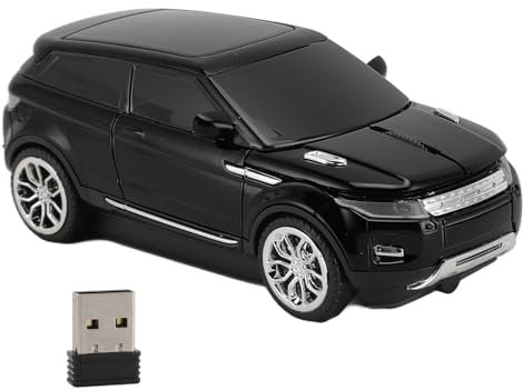 Vikye Sports Car Shape Wireless Gaming Mouse, 1600 DPI USB Receiver for Laptop, & Compatible (Black)
