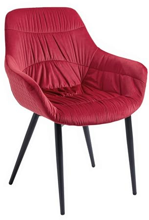 Dynamic24 Armlehnstuhl Wabensteppung Samt Polsterstuhl Esszimmerstuhl Küche Stuhl rot
