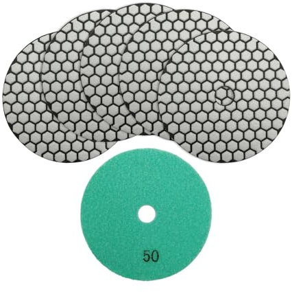 SHDIATOOL Trocken-Diamant-Polierpads Korn 50 125MM Beton-Diamant-Schleifscheiben Marmor-Granit-Stein-Polieren 6St.