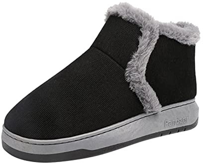 Generisch Schwarz CowboyStiefel Beige Stiefel Damen -Baumwollhausschuhe Warme -Dicke Sohlen Kurze Baumwollstiefel Gummistiefel Damen Stallschuhe Damen Schuhe (Black, 42)