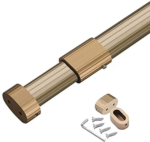 Ovale Aluminium-Spannstange, robuste Kleiderstange mit Flanschbuchsen und Schrauben für Kleiderschrank, Schlafzimmer, Badezimmer, Schuhschrank