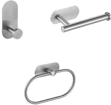 Badezimmer-Zubehör-Sets ohne Bohren, schwarz, Handtuchhalter, Stange, Ring, Bademantel, Kleiderhaken, Hardware, 1