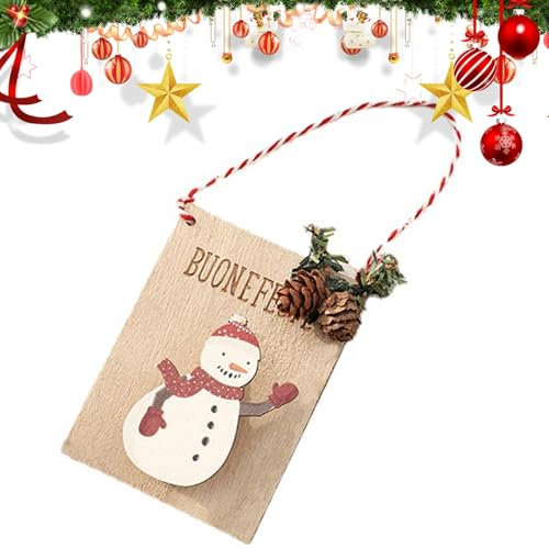 Pruojhw Porta biglietti di Natale, clip fotografica per decorazione 'albero di Natale | ciondolo clip foto in legno, strumento di decorazione della struttura stabile per pulsante di porta, albero