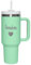 Thermobecher personalisiert „Wunschname“ mit Gravur & wählbarem Symbol - Trinkbecher mit Deckel und Strohhalm 1,2 l / 40 oz - Geschenk Geburtstag Weihnachten - Farbe Mint