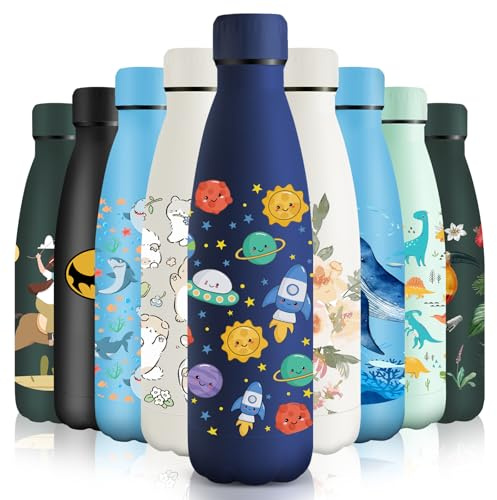 HoneyHolly Trinkflasche Edelstahl, 500ml BPA-frei, Thermosflasche, 18/8 Edelstahl, Wasserflasche Kinder, Doppelwandig Vakuumisoliert, Thermoskanne für Schule, Outdoor, Camping, Picknick