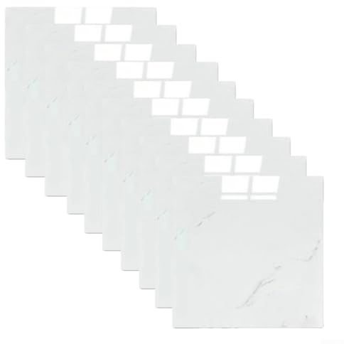 Set of 10 Tile Wall Panels 30x30CM for Kitchen and Bathroom Backsplash, Self Waterproof Panels for Stylish Wall Decoration (White B)