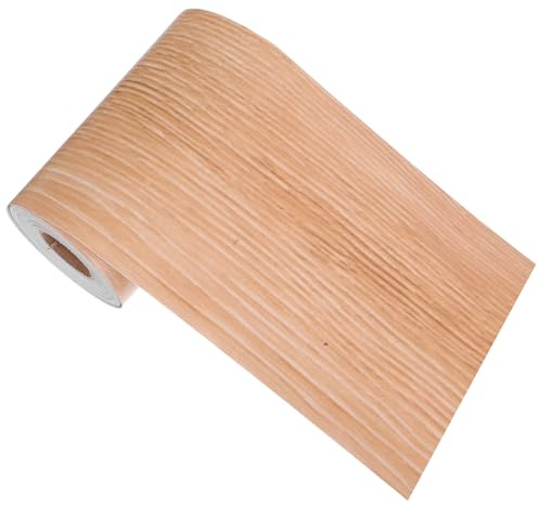KOCKSHION Wood Grain Repair Tape Self-Adhesive Peel Stick Wallpaper for Furniture Door Floor Skirting Board Renovation DIY with Elegant Khaki Oak Texture