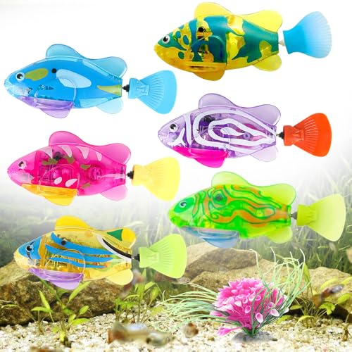 Robo Fish, 6 Piezas Peces de Juguete Movimiento, Reutilizable Peces Electrónicos, Natación Eléctrica, Pez de Juguete de Plastico, Pez Nadando para la Piscina Niños Gatos