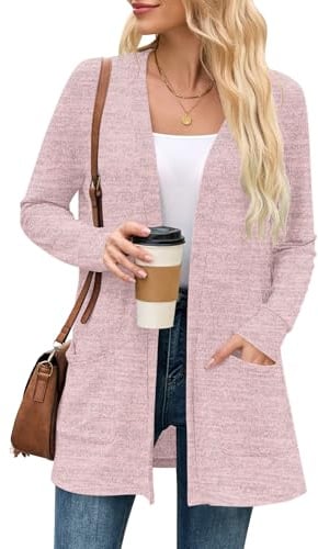 MOLERANI Strickjacke für Damen Leichter Langarm Elegant Cardigan Casual V Ausschnitt Cardigan mit Taschen