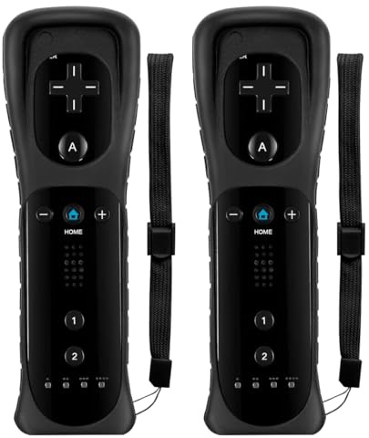 Wii Controller 2 Pack,Remote Controller Compatible with Nintendo Wii/Wii U | with Silicone Case and Wrist Strap,Black