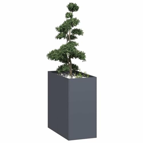 Fangmaliuyun Hochbeet Anthrazit 40×80×80 cm aus kaltgewalztem Stahl, offenes Beet mit Stützbügeln, modernes Design für Garten Balkon und Terrasse