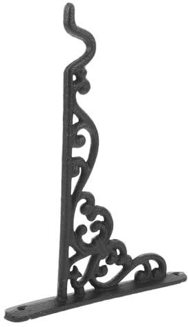 SUPVOX Heavy Duty Cast Iron Wall Mount Plant Hanger Brackets with Screws and Nuts for Securely Holding Flowerpot Iron Baskets and Bird Feeders, Vintage Black Hooks for Garden and Balcony
