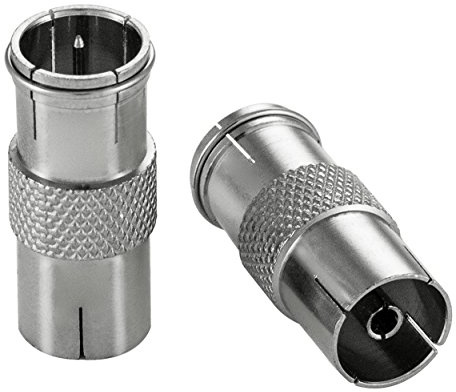 POPPSTAR 2X SAT Adapter (F-Quickstecker auf IEC Antennenbuchse), silbern