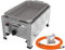 Gastro Edelstahl Gasbräter 1 flammig 3,6 KW mit Stahlpfanne f. Propangas + Gasschlauch Gewerberegler + Schlauchbruchsicherung (Gastronomie-Gastro Gasgrill Gasherd, Bräter, Grill) MADE IN GERMANY/DVGW