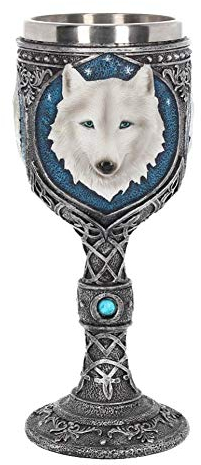 Nemesis Now Ghost Wolf Kelch, Kunstharz, mit Edelstahleinsatz, 10 cm, Blau, Einheitsgröße