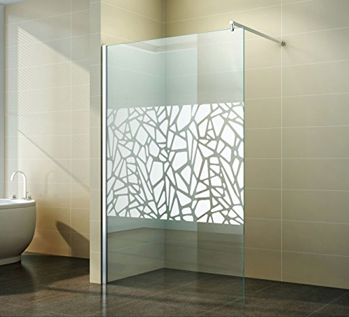 Duschwand Glas 10mm Sicherheitsglas - Begehbare Duschabtrennung Glaswand Easy Clean Nano Beschichtung - Walk - Duschwand Scherben 100 cm - ebenerdig - Duschtrennwand mit Edelstahl-Zubehör