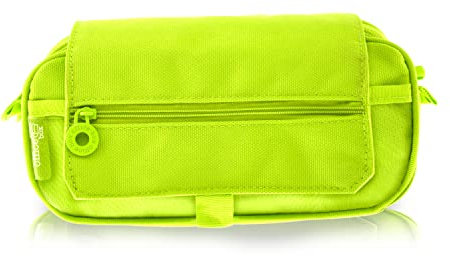 office box Estuche Portatodo Triple “el Original” - 3 Apartados Interiores con Cremallera y Tira para el Carro + Bolsillo Frontal con Identificador y Horario. - Ref 58311FA - (Flúor)