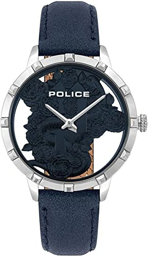 Police Unisex Erwachsene Analog Quarz Uhr mit Leder Armband PL16041MS.03