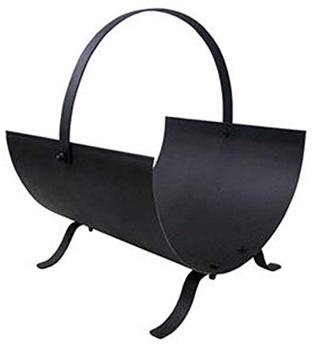 Modern Firewood Log Rack Round Fireplace Stand Holder Storage Support Steel Black Solid Log Holder Approx. Measurements: H43 x W36 x D31cm