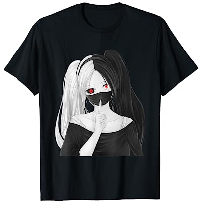 Gesugao & Yandere Outfits Gesugao Anime Charakter T-Shirt, Herren & Damen, Unisex-Jugendliche, Schwarz, S, Kurzarm