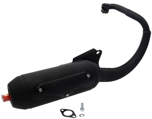 Pot d'échappement YASUNI Eco pour Buxy 50cc, Elyseo, Elystar, Looxor, Speedake, Speedfight 1, 2, Squab | Système d'échappement en acier laqué noir, peu bruyant; compatible avec Peugeot Looxor, Speedake, Speedfight 1, 2, Squab.