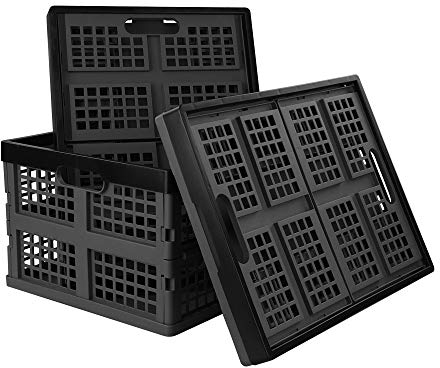 Bringer 15 L Profi-Klappbox Ben, 4er-Set Klappkiste Einkaufskorb Faltbox, Zusammenklappbare Milchkiste